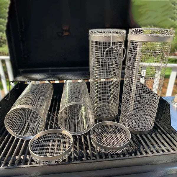 BBQ 360 Rolling Grilling Basket | Non-Stick Rotisserie Grill Basket for Meat, Vegetables & More
