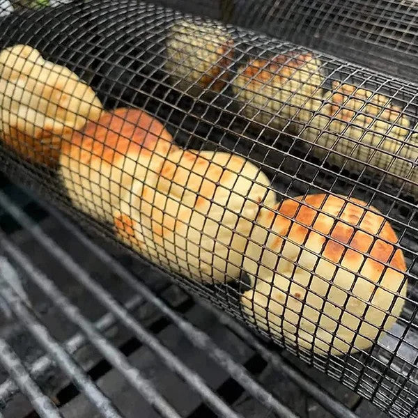 BBQ 360 Rolling Grilling Basket | Non-Stick Rotisserie Grill Basket for Meat, Vegetables & More