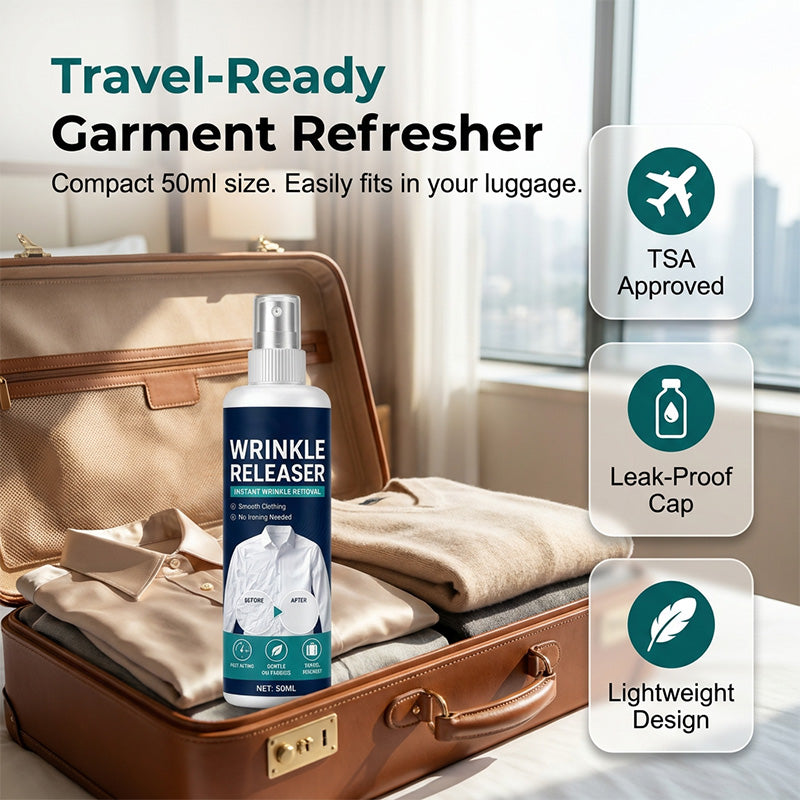 Instant wrinkle release no iron, travel-ready, static-free & fresh