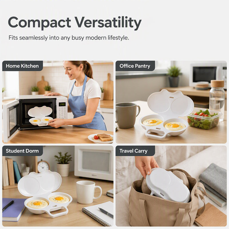2-Cavity Microwave Egg Poacher Quick Oil-Free Egg Cooker for Easy Breakfasts