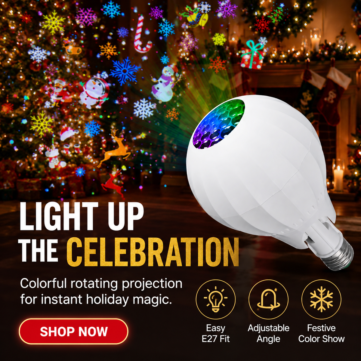 2026 Arrivals Rotating Christmas Projector Bulb | 16 Patterns!