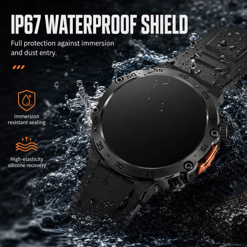 Outdoor Smartwatch Rugged, LED Flashlight & Bluetooth Calling For Sports, Fitness & Adventure