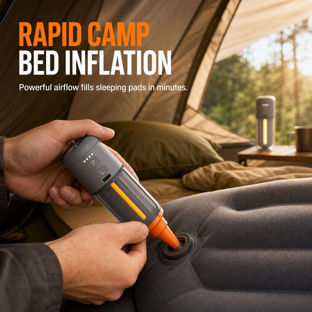 Portable Outdoor Air Pump and Deflator with Emergency Light Ambient Light and SOS Function for Pool Floats Inflatable