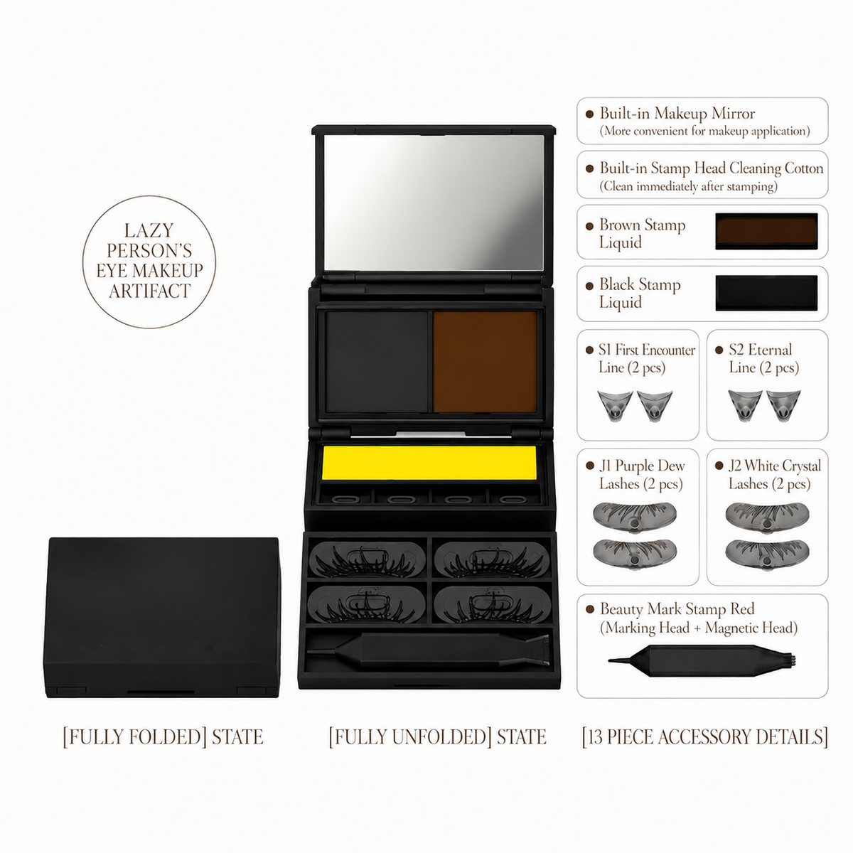 3-in-1 Eyeliner & Lash Stamp Kit Wing, Bottom Lashes & Liner, Waterproof, Beginner-Friendly