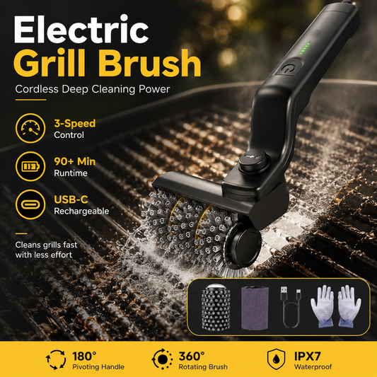 2-in-1 Cordless Electric Grill Brush & Spin Scrubber