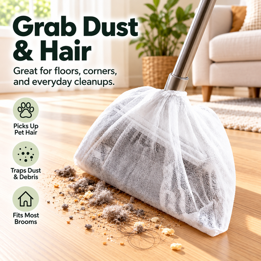 100 PCS Disposable Broom Dust Cover Elastic Cleaning Cover for Pet Hair, Dust & Everyday Floor Debris