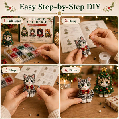 Create Your Own 3D Beaded Christmas Cats | Beginner-Friendly DIY Kit