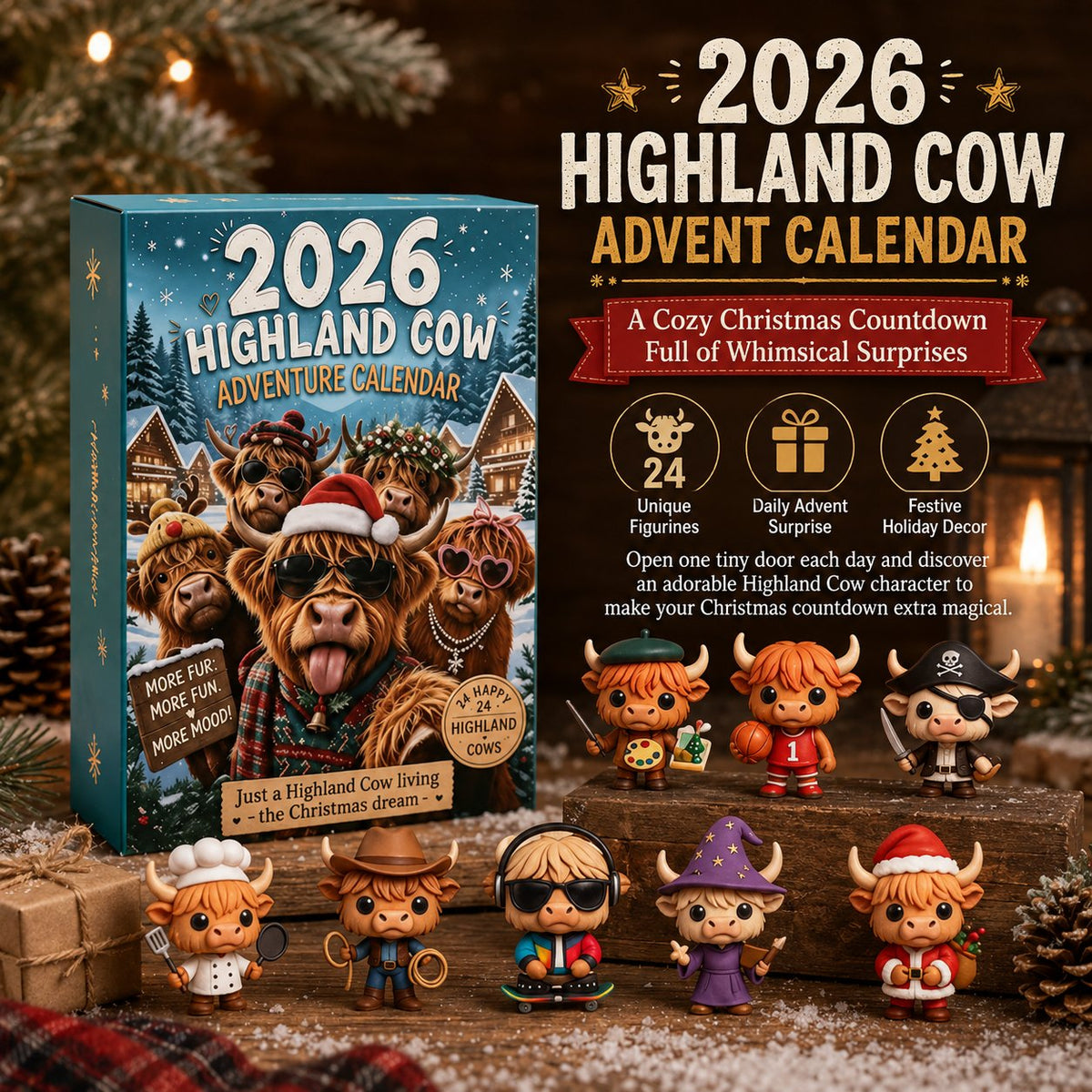 2026 Highland Cow Advent Calendar | Every Day Brings Surprises