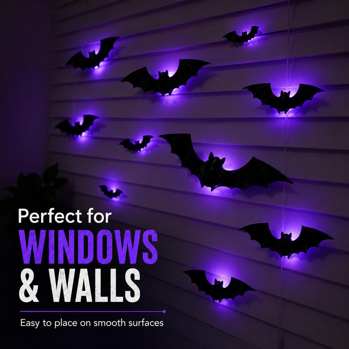 3D LED Glowing Bat Wall Decorations Halloween Flying Bat Swarm Set