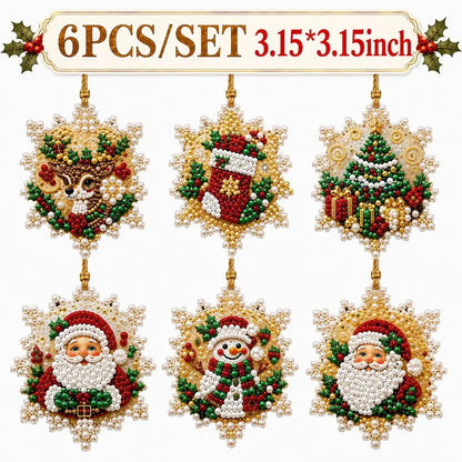 6Pcs/12Pcs Christmas DIY Diamond Painting Ornaments Kit, Xmas Tree Hanging Pendant