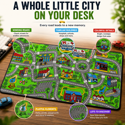 Nostalgic Road Map Desk Mat Retro City Mouse Pad