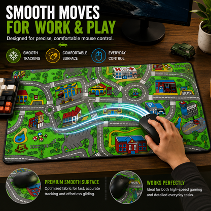 Nostalgic Road Map Desk Mat Retro City Mouse Pad