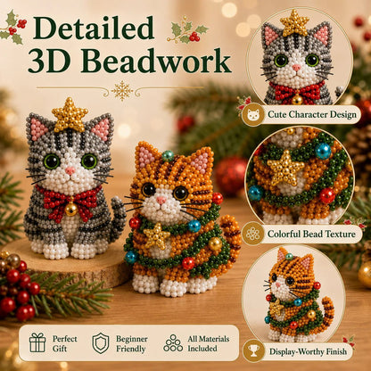 Create Your Own 3D Beaded Christmas Cats | Beginner-Friendly DIY Kit