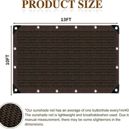 Blackout Cloth (Black) - 10 x 13ft UV-Resistant Shade Net with Reinforced Rivets