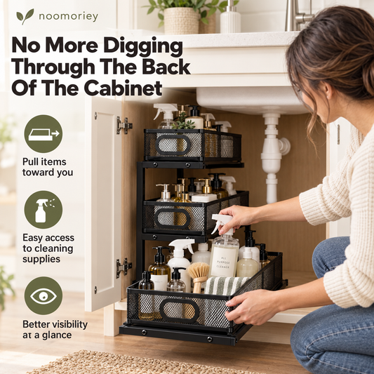 3-Tier Pull-Out Under-Sink Organizer Metal Mesh Cabinet Storage