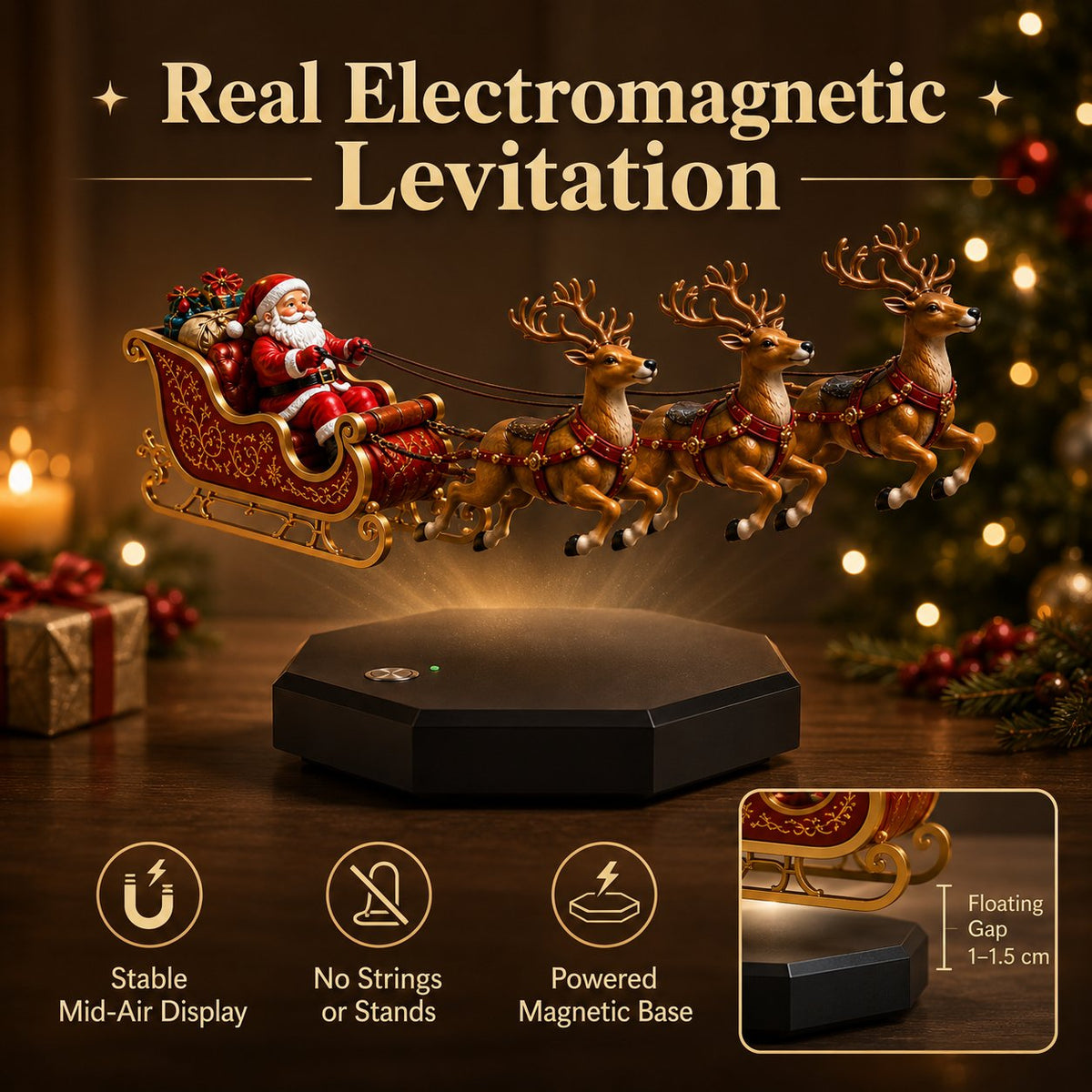 Santa Floats! Magnetic Levitation Flying Sleigh