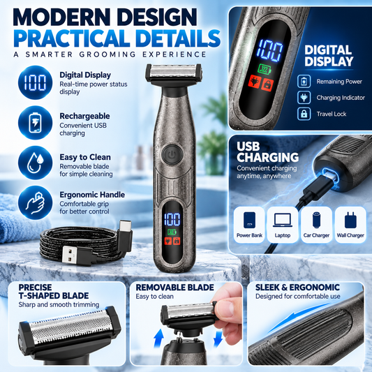 3-in-1 Electric Body Groomer Adjustable Precision Trimmer for Face & Body