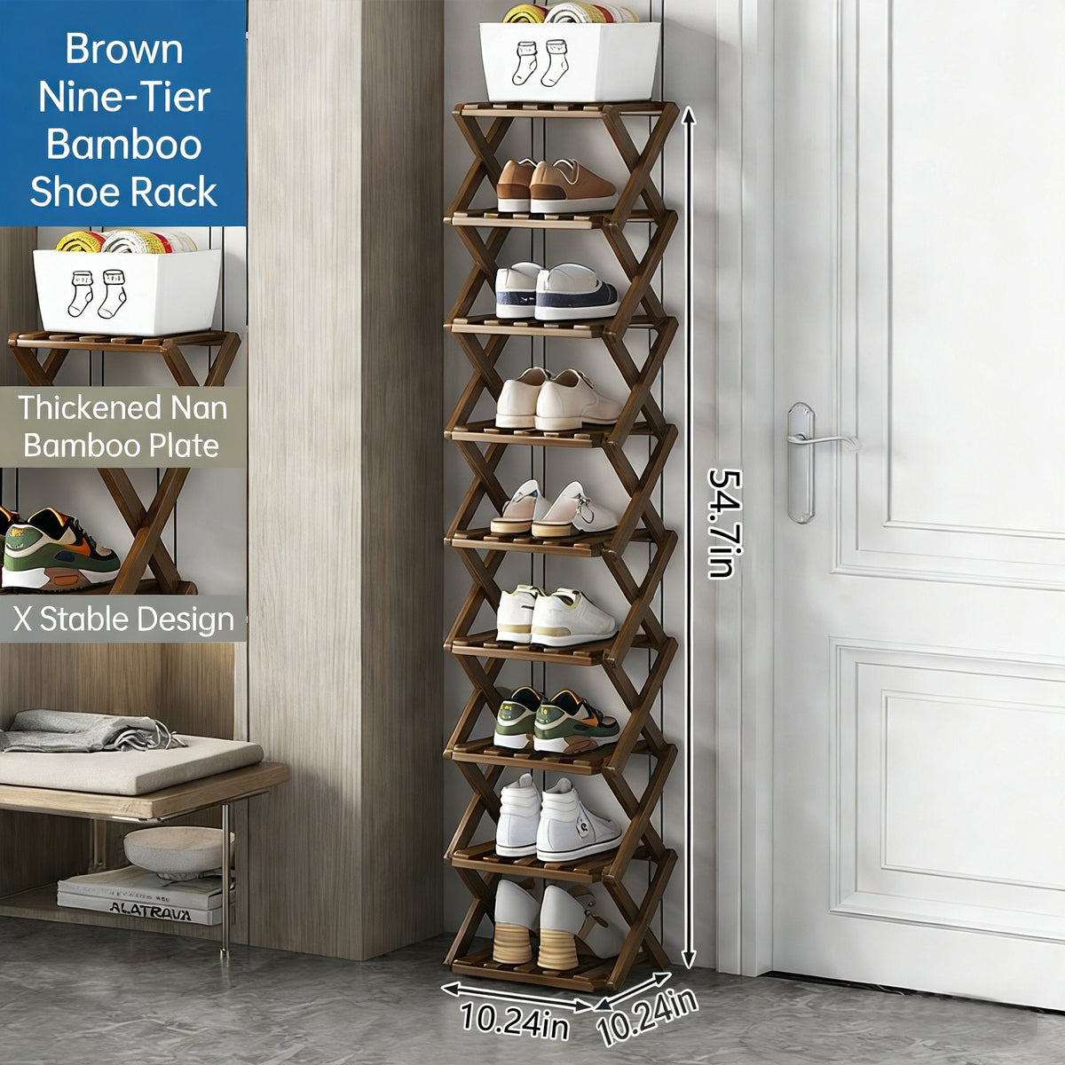 The 9-Tier Bamboo Rack: 3-Tier, 6-Tier, and 9-Tier No-Assembly Storage Solution!