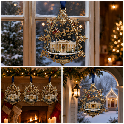 250th Anniversary: Santa Flying Over the White House on a Snowy Night