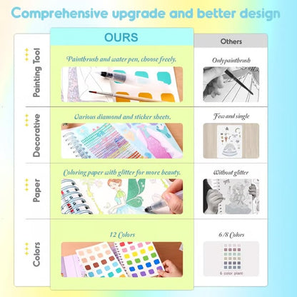 Poke-in 4-in-1 Diamond Painting Kits & Art Magic Princess Craft Kit Stuffers Watercolor DIY Gifts for Girls Handicraft