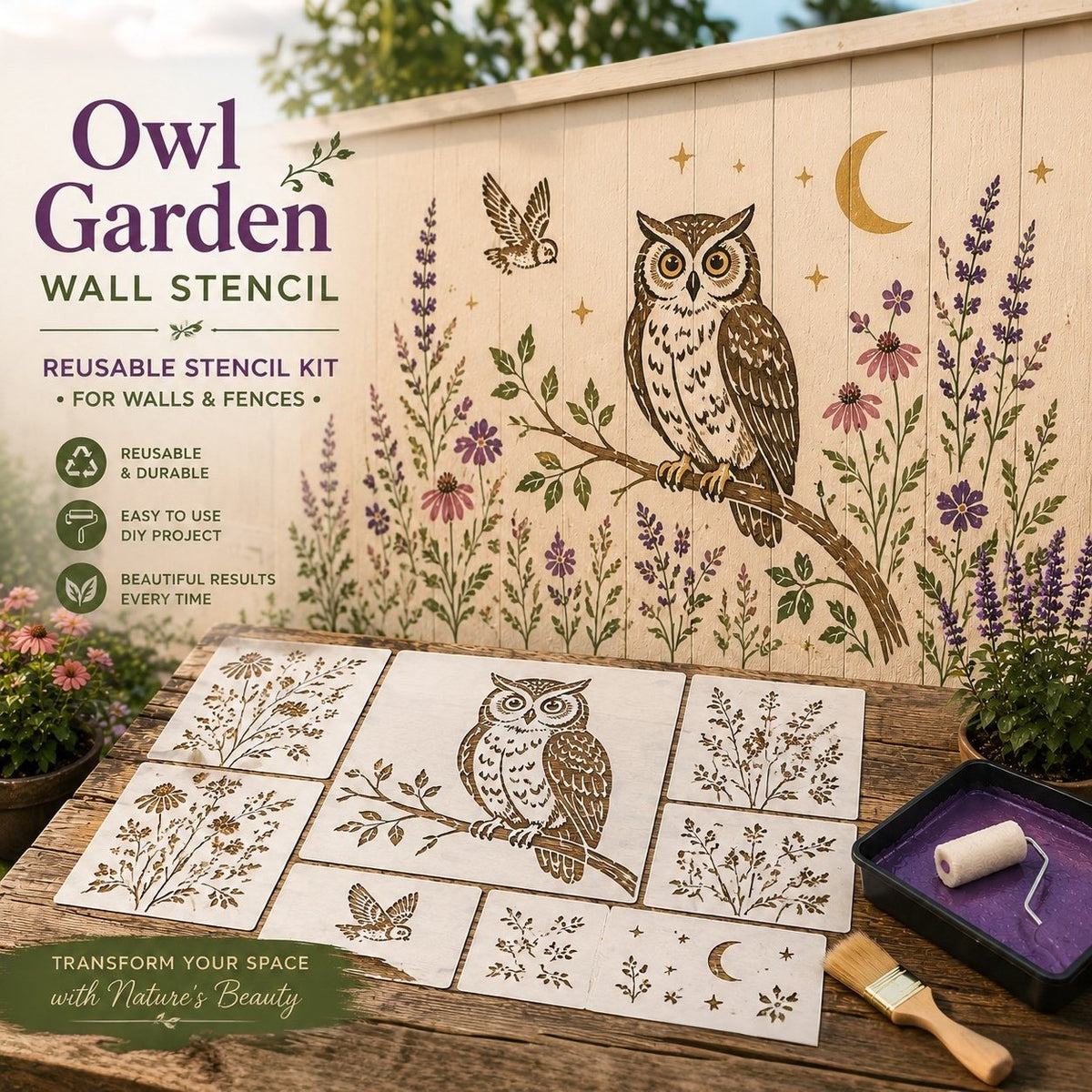 Garden Bloom Wall Stencil Kit | DIY Garden Painting Templates for Every Space