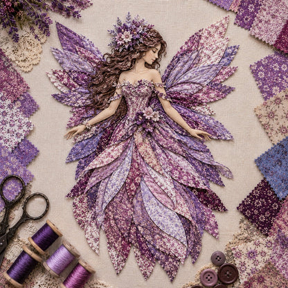 Premium Fairy Patchwork DIY Kit | High-Quality Layered Fabric with Floral Wings DIY Handmade Fantasy Wall Decor