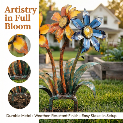 2026 Mother's Day Gifts -- Handcrafted Rustic Metal Flower Garden Stakes