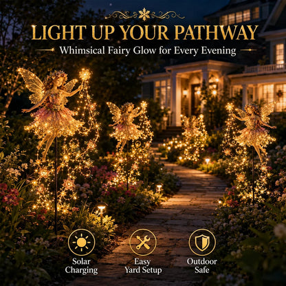 Enchanted Flower Fairy Solar Garden Light Magical Glowing Outdoor Christmas Yard Decor