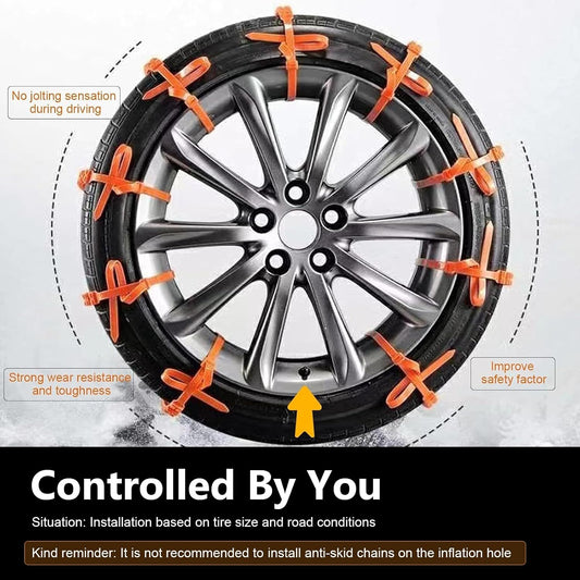 10 Pcs Universal Winter Car Snow Chains Emergency Anti-Skid Tire Chains for Safe Driving