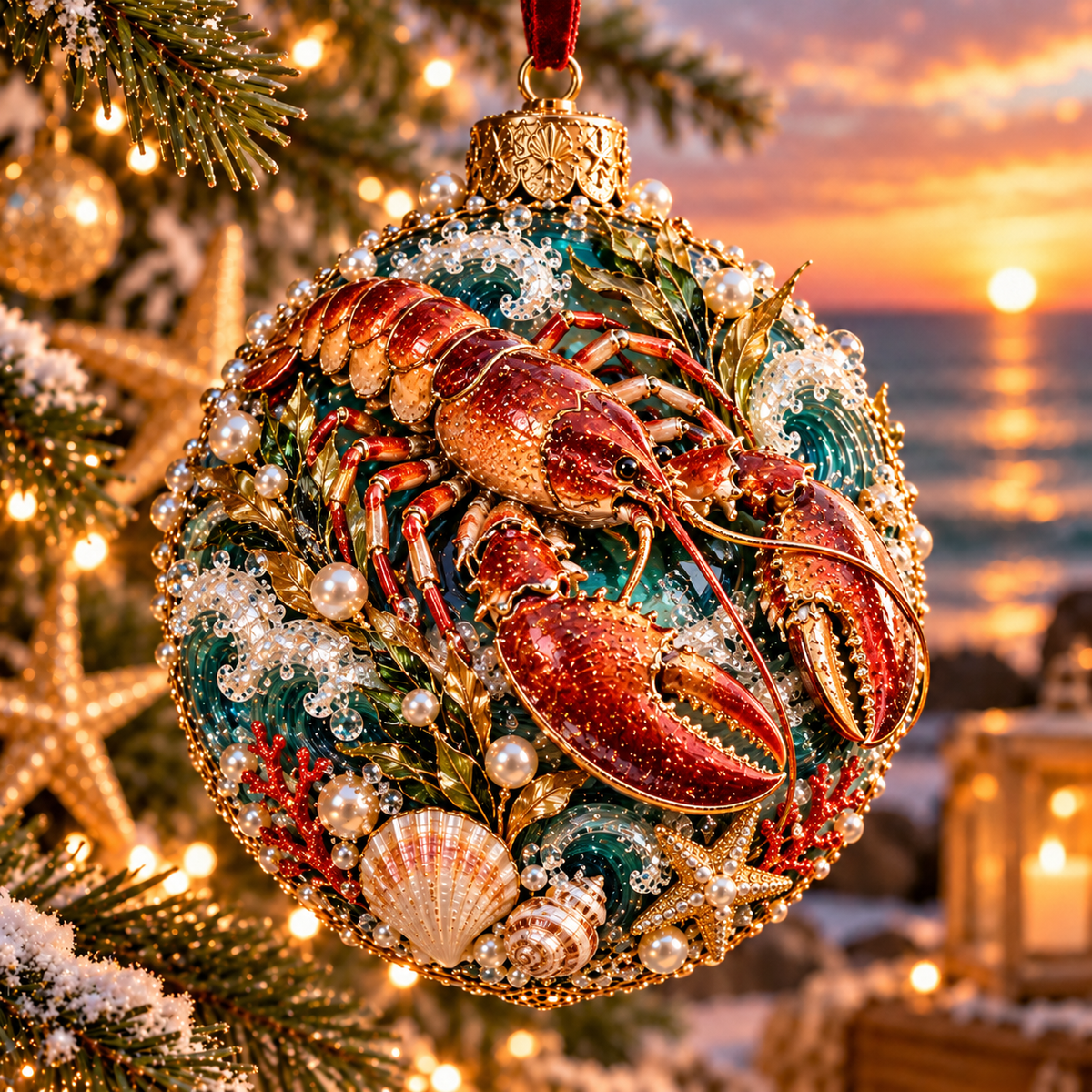 Coastal Christmas Ocean Legends 3D Marine Life Ornament Collection