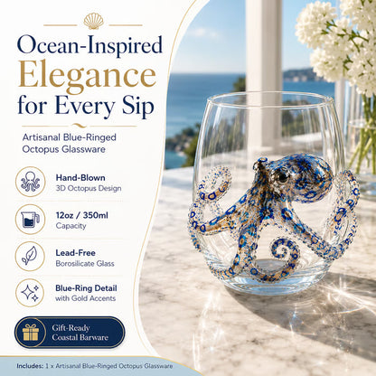 Blue Ringed Octopus Handcrafted Glassware
