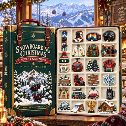 2026 Snowboarding Christmas Advent Calendar 24 Unique Collectible Miniatures for Snowboard Lovers & Mountain Adventures