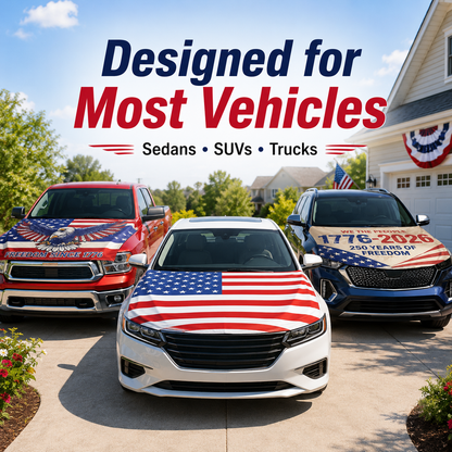 Texas Flag Car Hood Cover with Dual Triangle Fasteners Easy-Install Patriotic Decoration for Trucks, SUVs & Cars