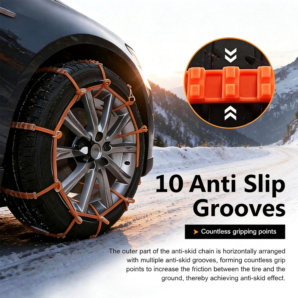 10 Pcs Winter Car Snow Chains Universal Anti-Skid Tire Chain