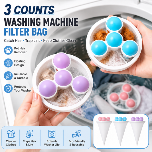 3-Pack Floating Pet Hair Laundry Filter Bags | Reusable Lint Catcher