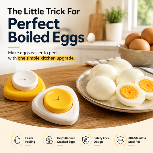 2PCS Egg Piercer for Perfect Boiled Eggs Easy Peel Egg Tool with Safety Lock & 304 Stainless Steel Pin