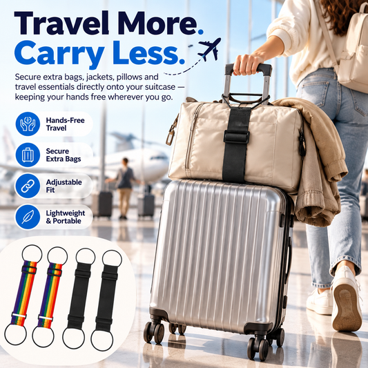2-Pack Hands-Free Travel Luggage Strap Carry More, Stress Less
