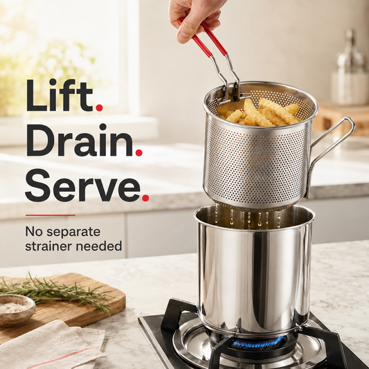 2026 Compact Personal Mini Deep Fryer Stainless Steel Set With Draining Basket & Food Tongs