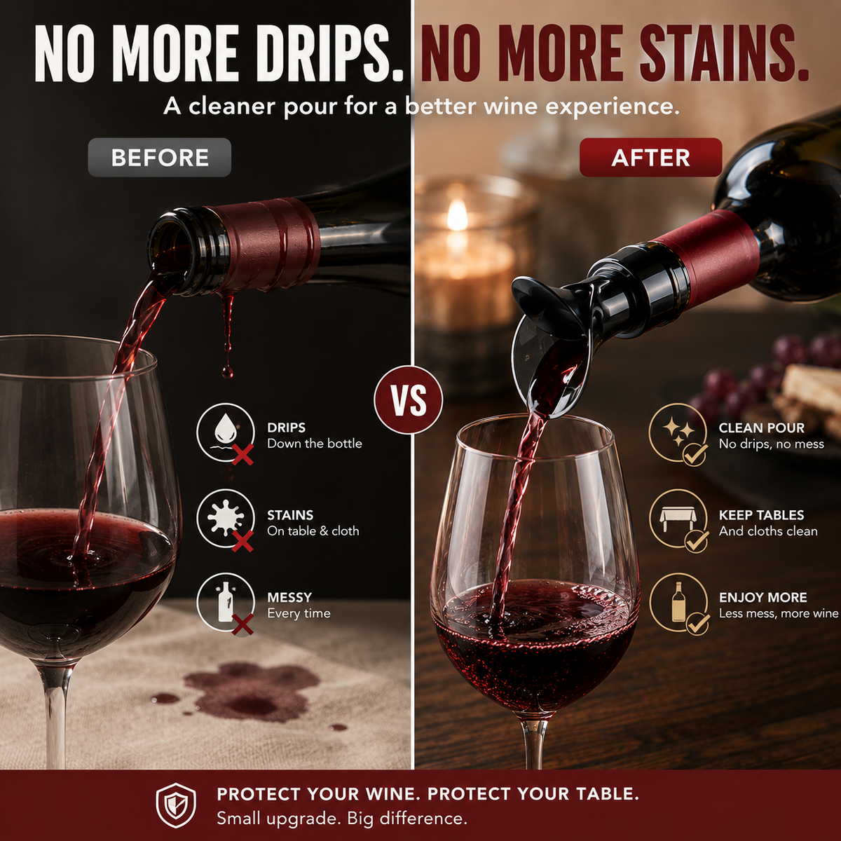 2-in-1 Wine Pourer & Stopper No-Drip Pour & Easy Seal