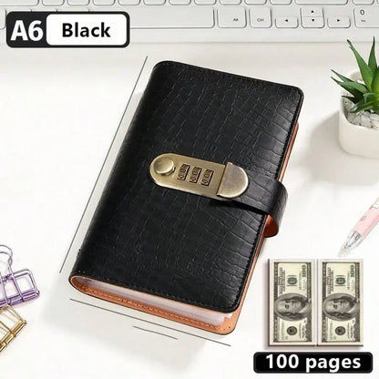 100 Pocket Banknote Collecting Album, PU Leather Password Lock Currency Binder with Clear Transparent Sleeves