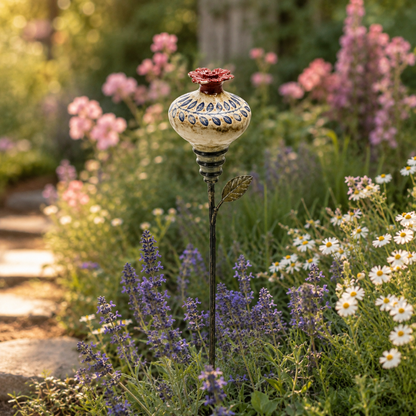 Ceramic Flower Hummingbird Feeder Romantic Garden Charm with a Vintage Touch