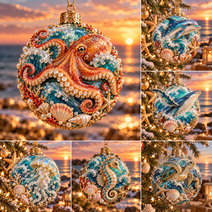 Coastal Christmas Ocean Legends 3D Marine Life Ornament Collection