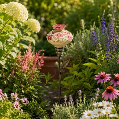 Ceramic Flower Hummingbird Feeder Romantic Garden Charm with a Vintage Touch
