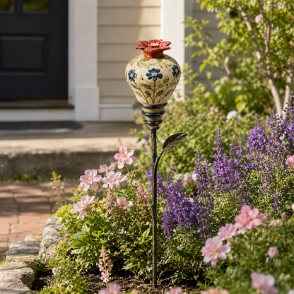 Ceramic Flower Hummingbird Feeder Romantic Garden Charm with a Vintage Touch