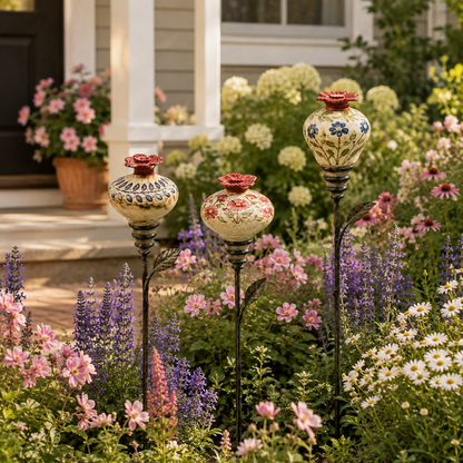 Ceramic Flower Hummingbird Feeder Romantic Garden Charm with a Vintage Touch