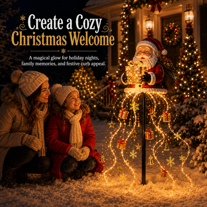 Santa s Golden Gift Fountain Light