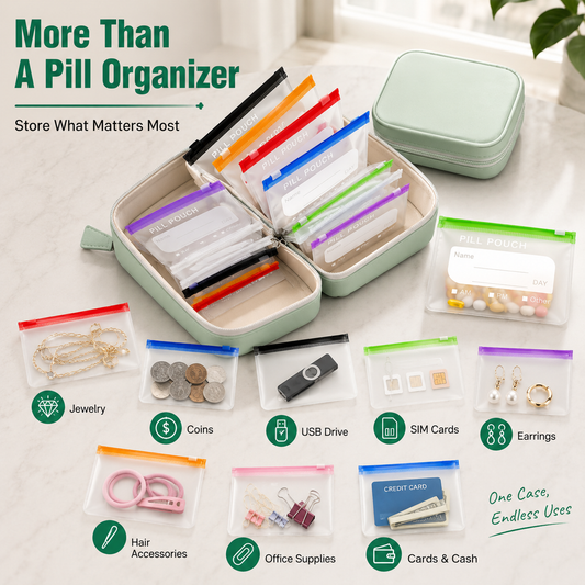 14-Pouch Travel Pill Organizer Waterproof Medicine & Vitamin Case