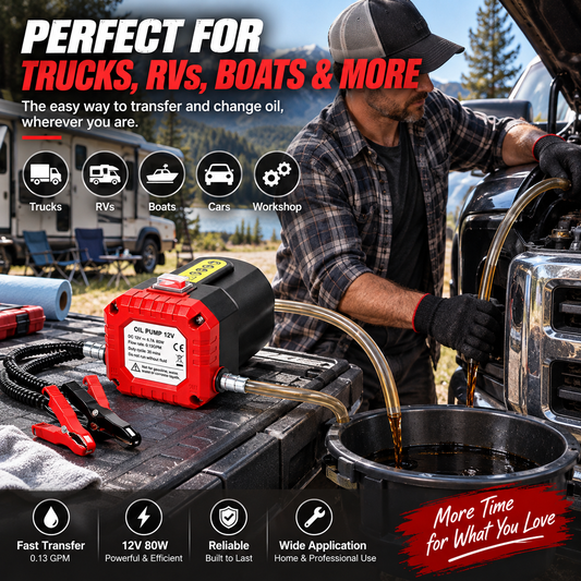12V 80W Electric Oil Extractor Pump Fast, Cleaner Oil Changes