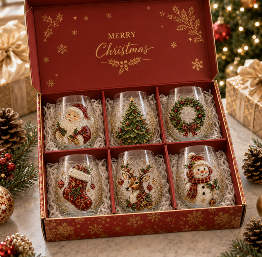 3D Christmas Glass Art Cup | Luxury Raised Holiday Glassware for Drinks, Decor & Christmas Gifts