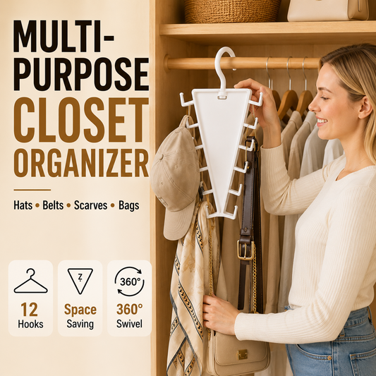 12-Hook V-Shaped Closet Organizer Save Space & Keep Accessories Tidy